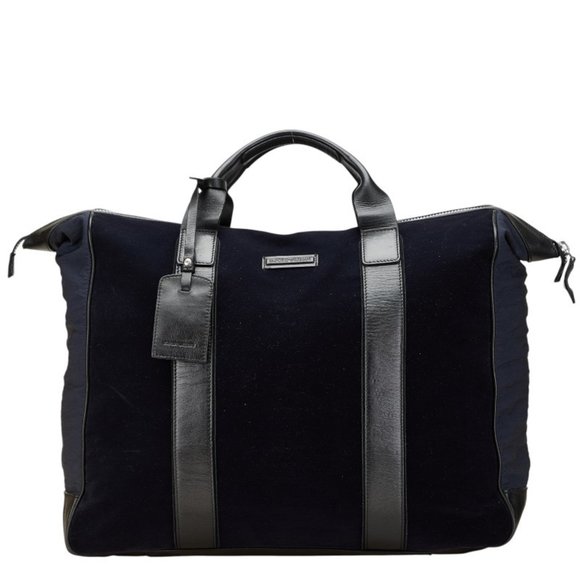 バッグ EMPORIO ARMANI Bostonbag BLK leather Emporio Armani Logo Boston Bag Navy Black Polyester Nylon Leather